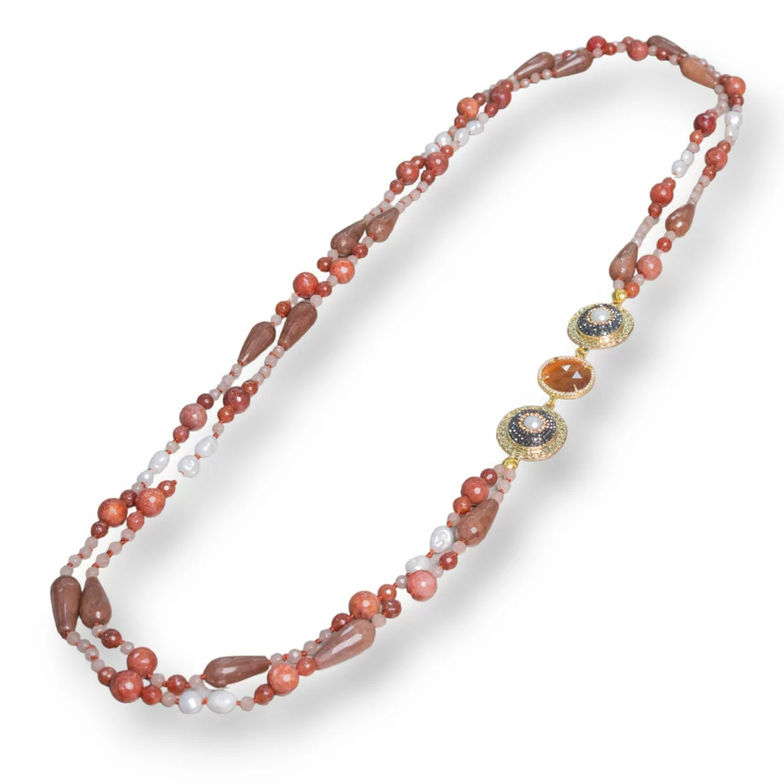 Collana Di Pietre Dure Con Componenti Di Marcasite E Bronzo 90cm MOD3-OFFERTE COLLANE | Worldofjewel.com