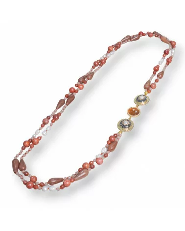 Collana Di Pietre Dure Con Componenti Di Marcasite E Bronzo 90cm MOD3-OFFERTE COLLANE | Worldofjewel.com