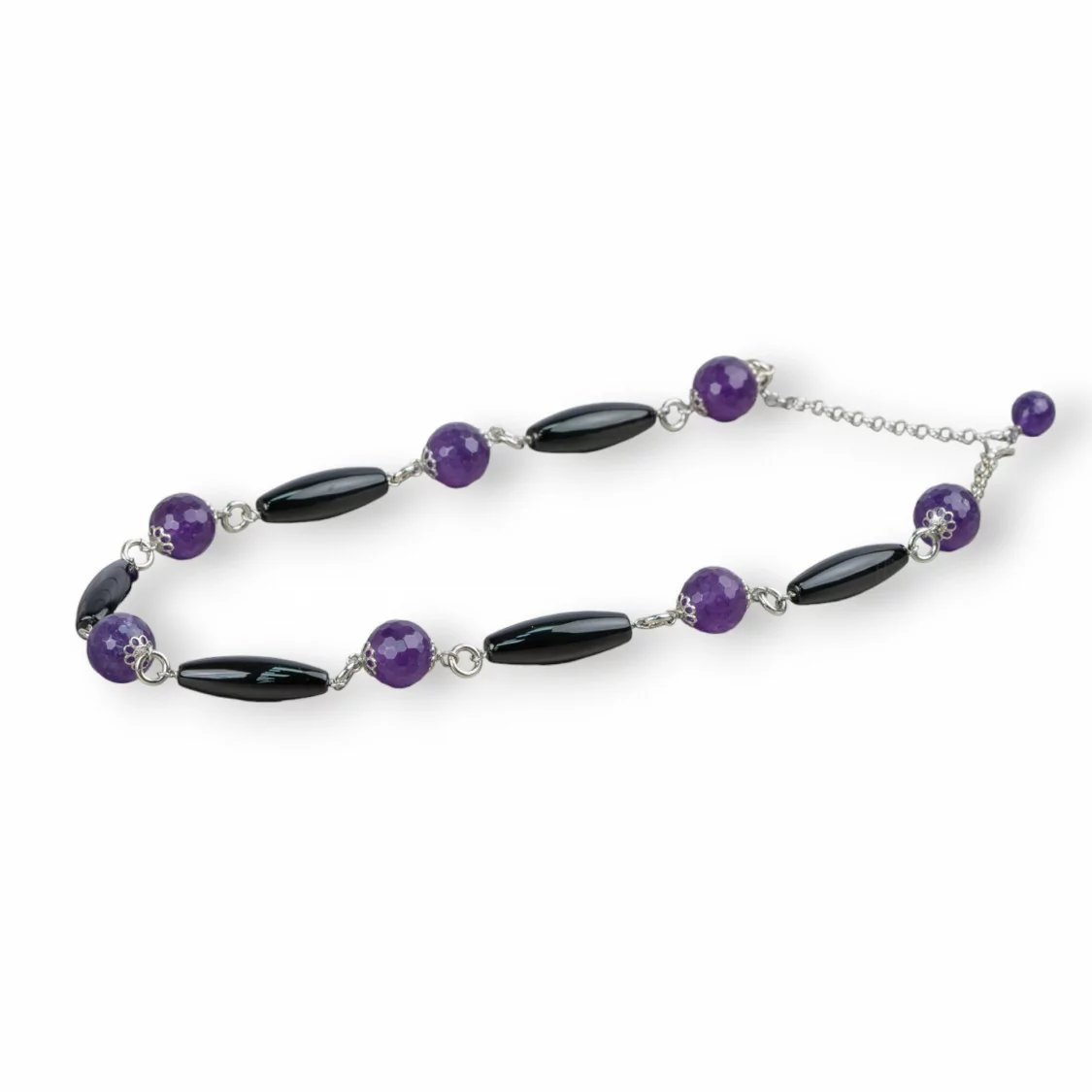 Collana Di Argento 925 Con Onice E Giada Viola-COLLANE DI ARGENTO 925 | Worldofjewel.com