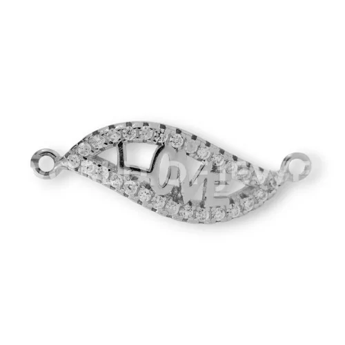 Componente Di Argento 925 Con Zirconi LOVE 07x22mm 6pz-CONNETTORI PAVE' | Worldofjewel.com