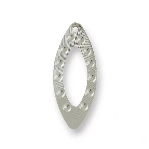 Componente Di Argento 925 Piastra Ovale Forato Battuto 10x23mm 10pz Rodiato-CONNETTORI LISCI | Worldofjewel.com