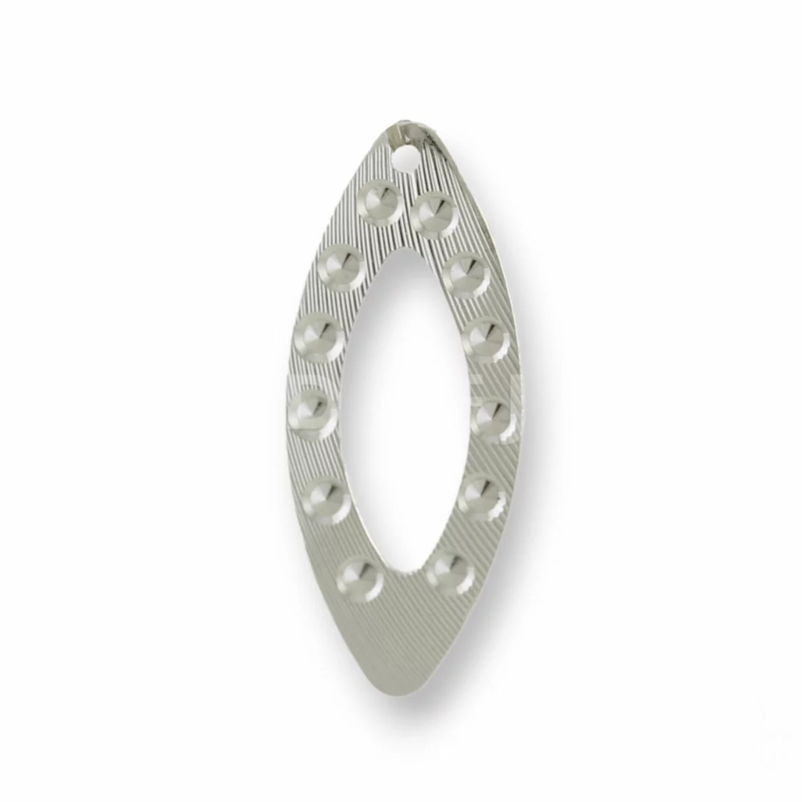 Componente Di Argento 925 Piastra Ovale Forato Battuto 10x23mm 10pz Rodiato-CONNETTORI LISCI | Worldofjewel.com