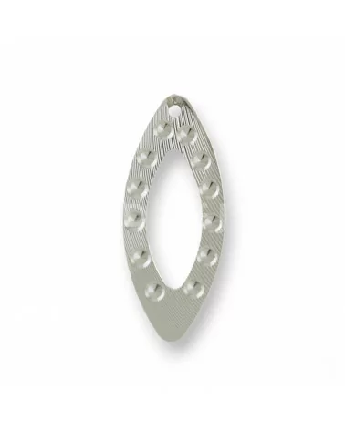 Componente Di Argento 925 Piastra Ovale Forato Battuto 10x23mm 10pz Rodiato-CONNETTORI LISCI | Worldofjewel.com