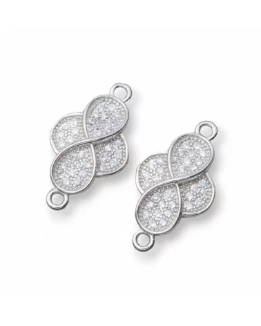 Componente Connettore Di Argento 925 Con Zirconi Infinito Con 2 Anellini 10x13mm 4pz Rodiato-CONNETTORI PAVE' | Worldofjewel.com