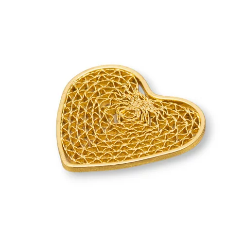 Componente Connettore Di Bronzo A Cuore In Filigrana 19x21mm 15pz Dorato-FILIGRANA PIATTA | Worldofjewel.com