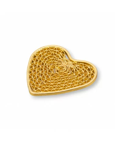 Componente Connettore Di Bronzo A Cuore In Filigrana 19x21mm 15pz Dorato-FILIGRANA PIATTA | Worldofjewel.com