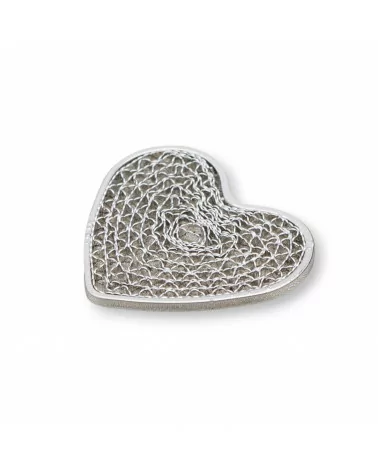 Componente Connettore Di Bronzo A Cuore In Filigrana 19x21mm 15pz Rodiato-FILIGRANA PIATTA | Worldofjewel.com