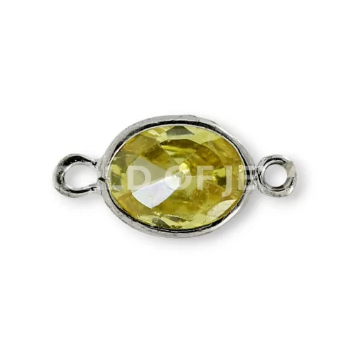 Componente Di Argento 925 Con Zircone Ovale 08x10mm 6pz Rodiato Giallo-CONNETTORI CON PIETRE | Worldofjewel.com