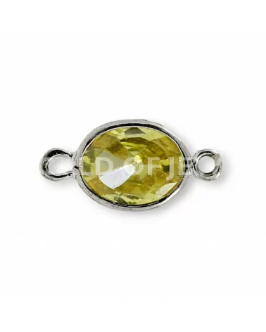 Componente Di Argento 925 Con Zircone Ovale 08x10mm 6pz Rodiato Giallo-CONNETTORI CON PIETRE | Worldofjewel.com