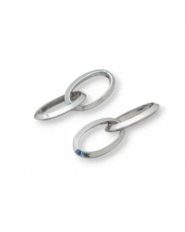 Componente Di Argento 925 Doppi Anelli Ovali Concatenati 7x24mm 10pz-CONNETTORI LISCI | Worldofjewel.com