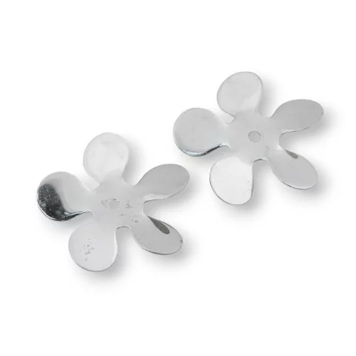 Componente Di Argento 925 Fiore Con Foro Centrale 17mm 12pz-CONNETTORI LISCI | Worldofjewel.com