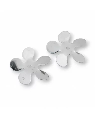 Componente Di Argento 925 Fiore Con Foro Centrale 17mm 12pz-CONNETTORI LISCI | Worldofjewel.com