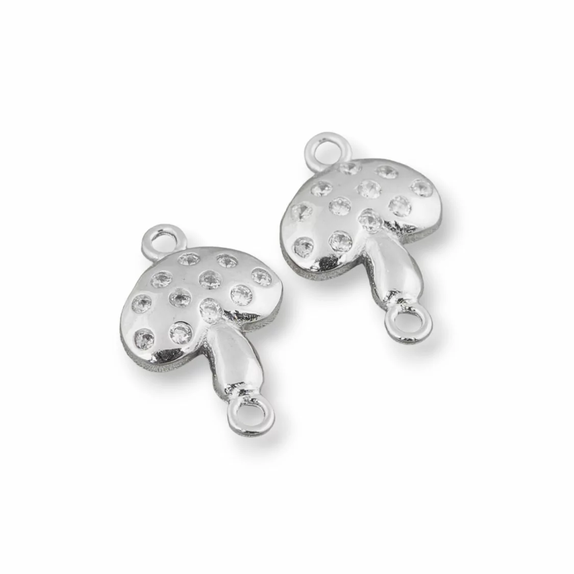 Componente Di Argento 925 Con Zirconi Con 2 Anellini Fungo 8x13mm 10pz-CONNETTORI CON STRASS | Worldofjewel.com