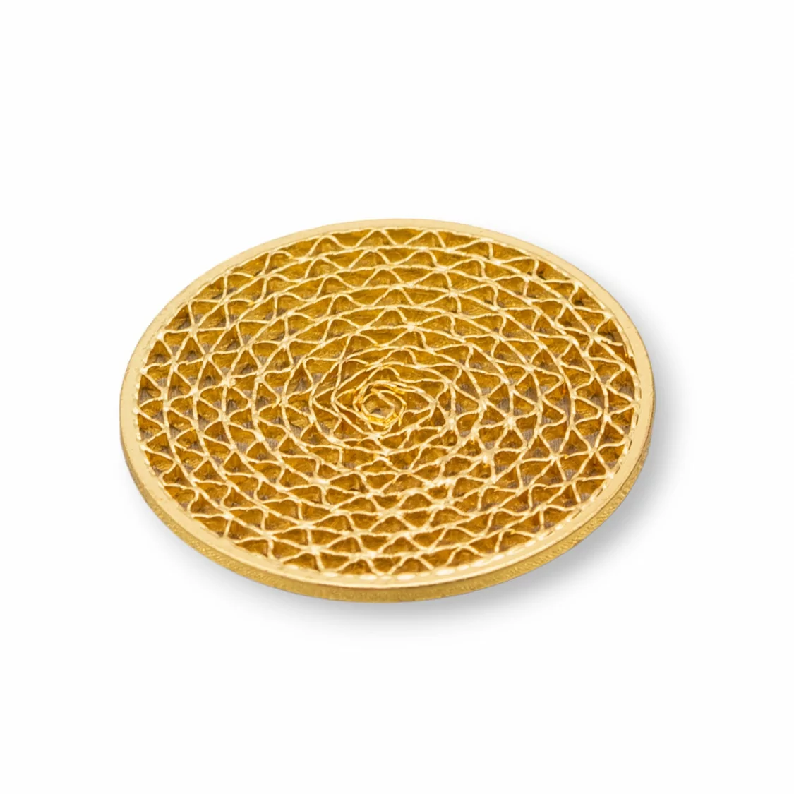 Componente Di Bronzo Cerchio Con Spirale In Filigrana 15mm 20pz Dorato-FILIGRANA PIATTA | Worldofjewel.com