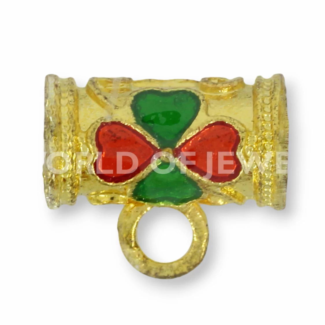 Componente Di Ottone Smaltato Cloisonne' Tubo Con Anellino 07x12mm 40pz Dorato-CONNETTORI LISCI | Worldofjewel.com