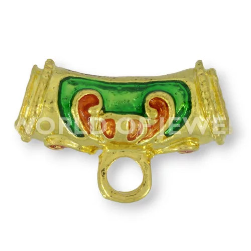 Componente Di Ottone Smaltato Cloisonne' Tubo Con Anellino 08x20mm 30pz Dorato-CONNETTORI LISCI | Worldofjewel.com