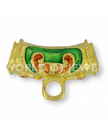 Componente Di Ottone Smaltato Cloisonne' Tubo Con Anellino 08x20mm 30pz Dorato-CONNETTORI LISCI | Worldofjewel.com