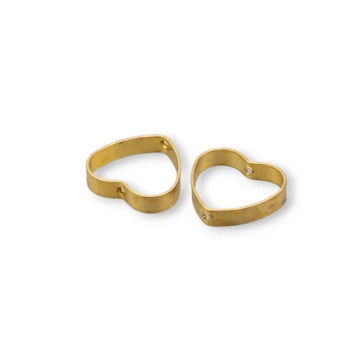 Componente Di Bronzo Cuore Due Fori 14mm Spessore 3mm 150pz-CONNETTORI LISCI | Worldofjewel.com