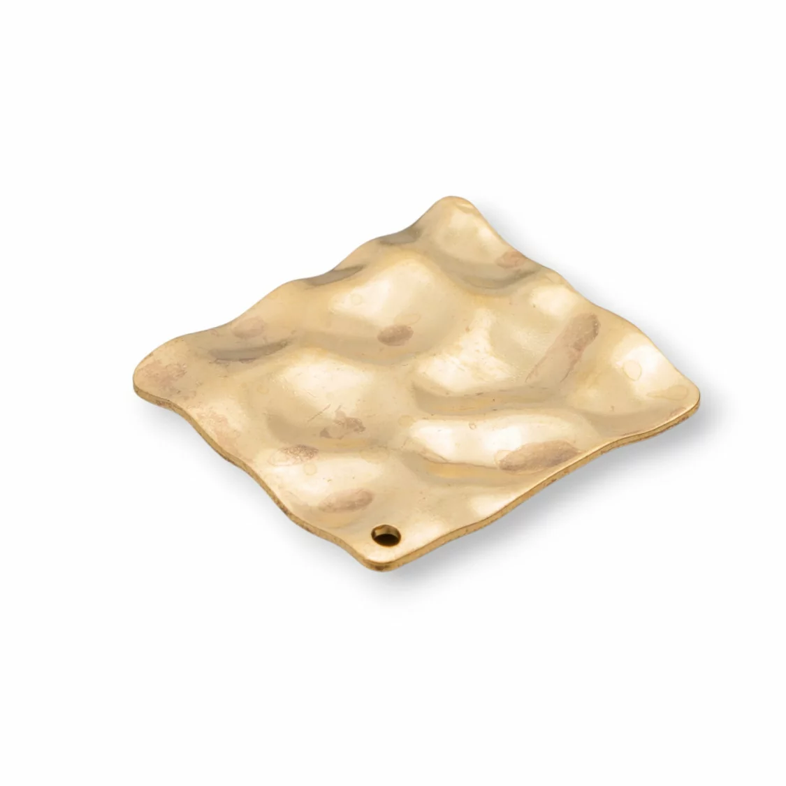 Componente Di Bronzo Pendente Con Un Foro Rombo Battuto 35mm 30pz-CONNETTORI LISCI | Worldofjewel.com