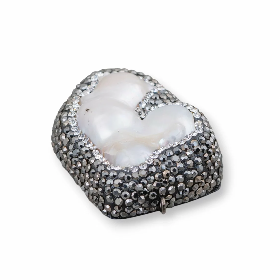 Componente Di Perle Di Fiume Con Strass Marcasite 30x45mm-COMPONENTI DI PIETRE DURE | Worldofjewel.com