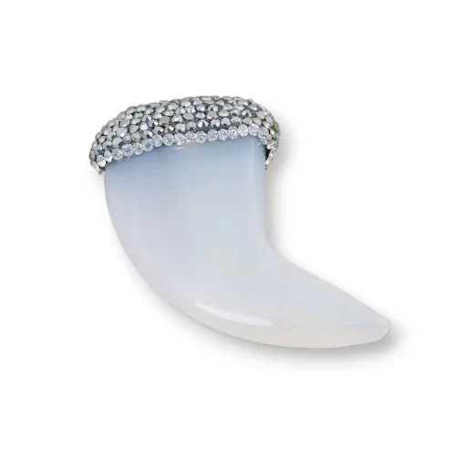 Componente Pendente Di Agata Con Marcasite Strass Cornetto 55mm 1pz MOD6-CIONDOLI DI PIETRE DURE | Worldofjewel.com