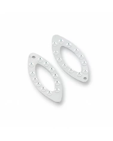 Componente Pendente Di Argento 925 Piastra Foglia Lavorata 10x23mm 10pz-CONNETTORI LISCI | Worldofjewel.com