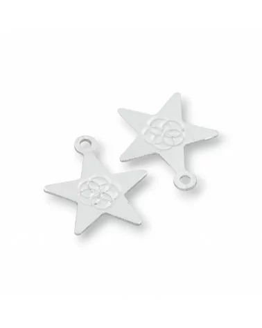 Componente Pendente Di Argento 925 Piastra Lavorata Stella 13x15mm 12pz-CONNETTORI LISCI | Worldofjewel.com