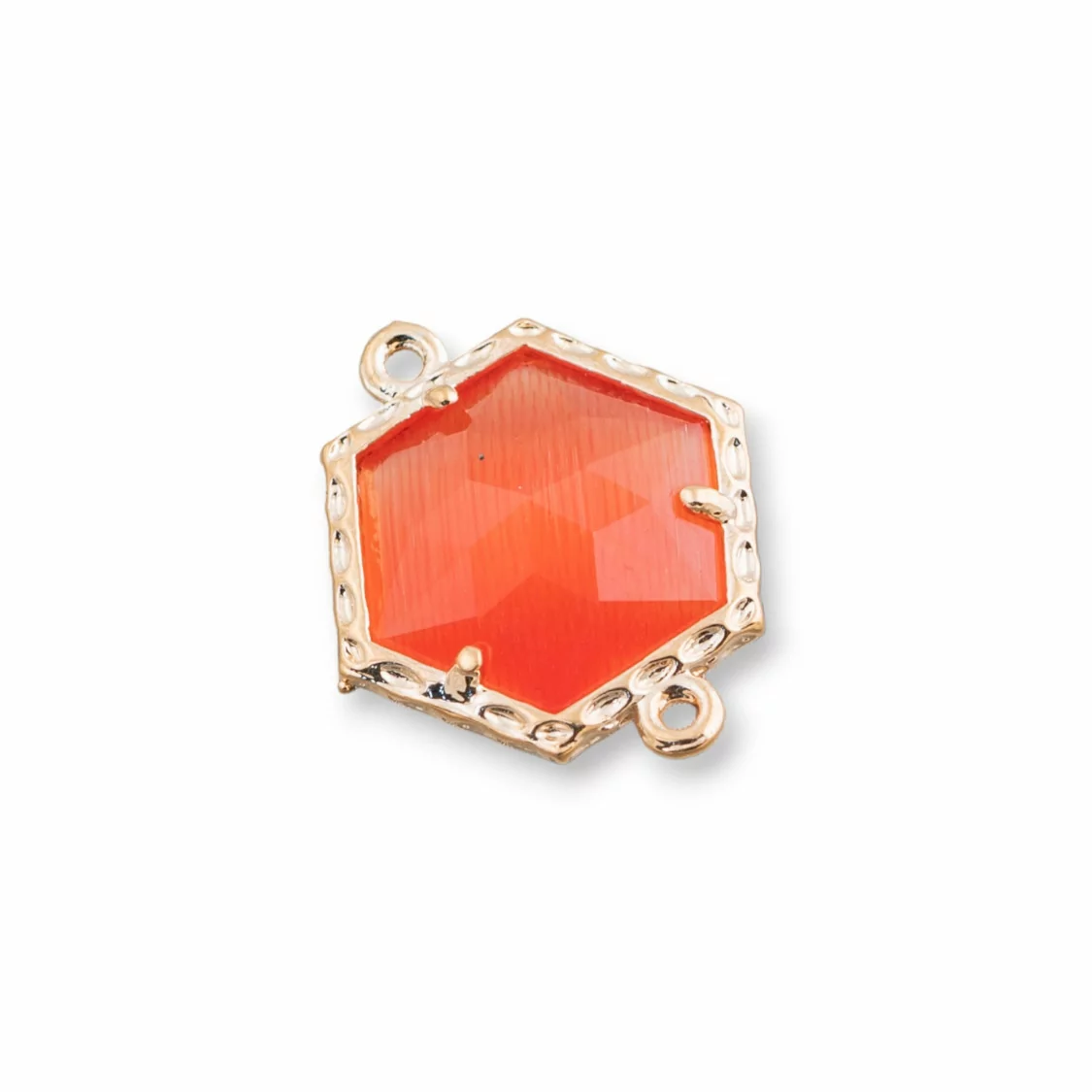 Connettore Componente Di Ottone Con Cristalli Incastonati Esagono 15mm 16pz Dorato Arancio- ESAGONO | Worldofjewel.com