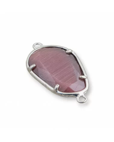 Connettore Componente Di Ottone Con Occhio Di Gatto Incastonati Irregolare 17x24mm 10pz Rodiato Viola- IRREGOLARI | Worldofjewel.com