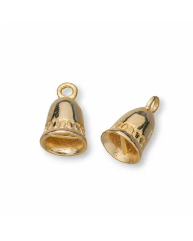 Coppette Di Argento 925 Campana 07x12mm 10pz Dorato-COPPETTE A CAMPANA | Worldofjewel.com