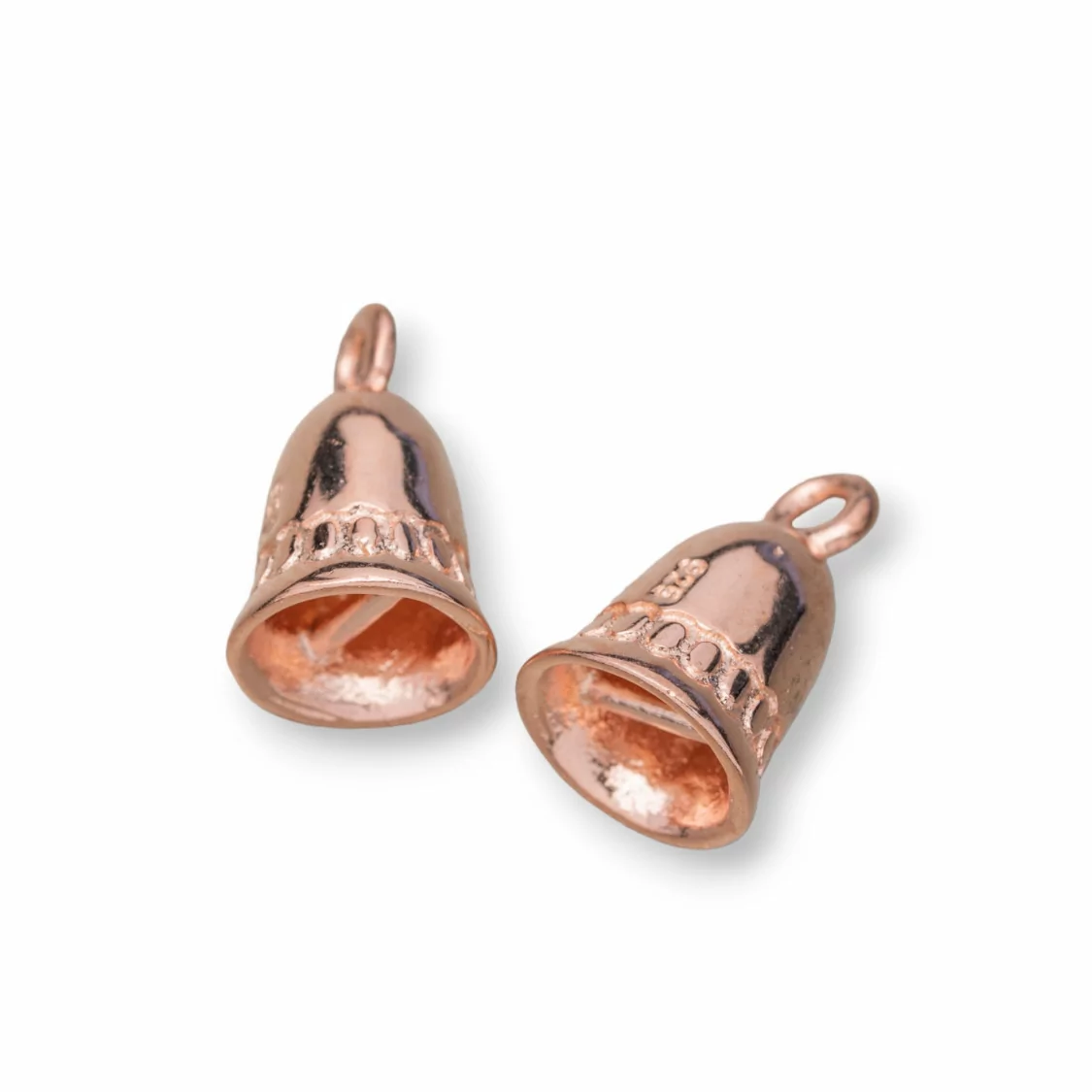 Coppette Di Argento 925 Campana 07x12mm 10pz Oro Rosa-COPPETTE A CAMPANA | Worldofjewel.com