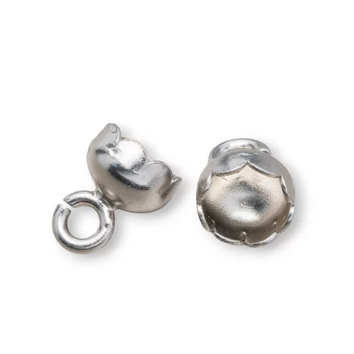 Coppette Di Argento 925 Terminale Per CeraLacca 6,5x8mm 15pz Rodiato-COPPETTE A CAMPANA | Worldofjewel.com