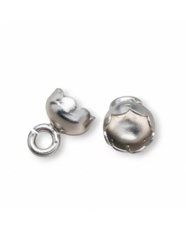 Coppette Di Argento 925 Terminale Per CeraLacca 6,5x8mm 15pz Rodiato-COPPETTE A CAMPANA | Worldofjewel.com