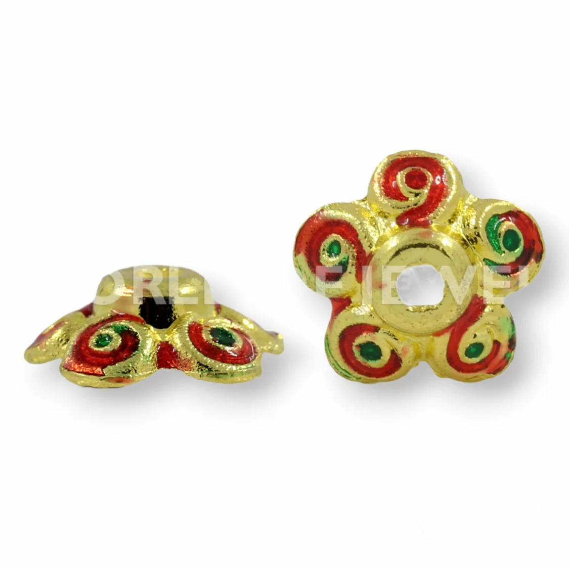 Coppette Di Ottone Smaltato Cloisonne' Fiore 10mm 40pz-COPPETTE SPECIALI | Worldofjewel.com