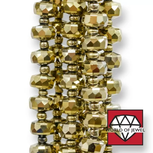 Cristalli Rondelle Sfaccettata 7,5x5mm Oro-CRISTALLI A FILO | Worldofjewel.com