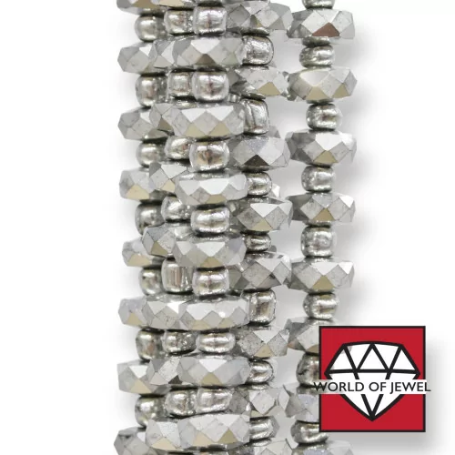 Cristalli Rondelle Sfaccettata 8x3,6mm Argentato-CRISTALLI A FILO | Worldofjewel.com