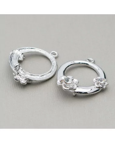 Distanziatore Di Ottone Con Strass Fiore 25mm 25pz Bianco-CONNETTORI CON STRASS | Worldofjewel.com