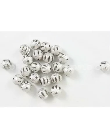 Distanziatore Palline Di Ottone 12mm 150gr Rodiato Satinato A Fantasia-PALLINE VARIE | Worldofjewel.com