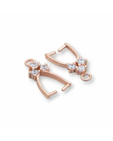 Gancio Per Pendente Di Argento 925 Con Zirconi 09x14mm 10pz Oro Rosa-GANCI | Worldofjewel.com