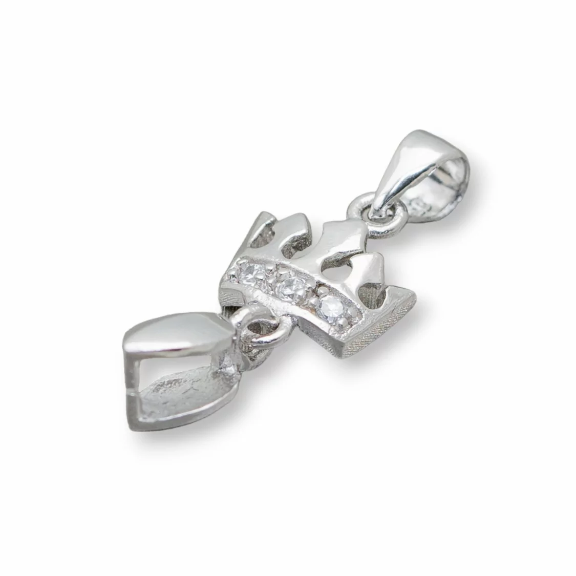 Gancio Per Pendente Di Argento 925 Con Zirconi Corona 09x25mm 4pz-BASI PER PENDENTI | Worldofjewel.com