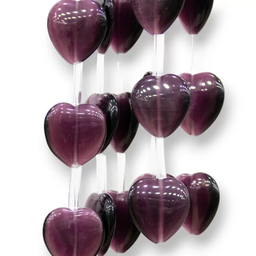 Occhio Di Gatto Cuore Piatto 16mm Viola-OCCHIO DI GATTO | Worldofjewel.com