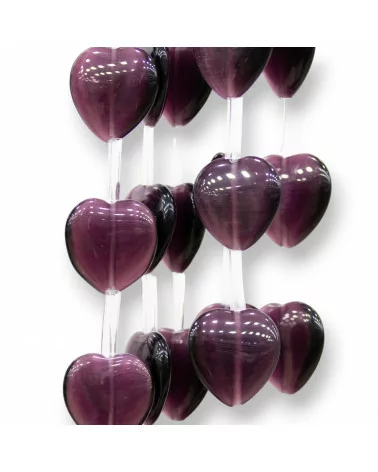 Occhio Di Gatto Cuore Piatto 16mm Viola-OCCHIO DI GATTO | Worldofjewel.com