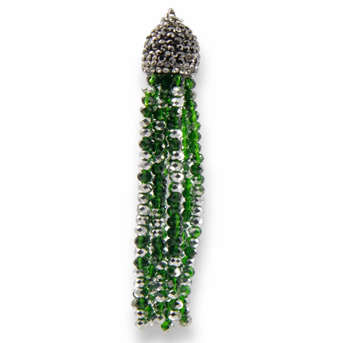 Nappine Di Cristalli Con Coppetta Di Marcasite 14x75mm 2pz Verde E Argento-CIONDOLI DI PIETRE DURE | Worldofjewel.com