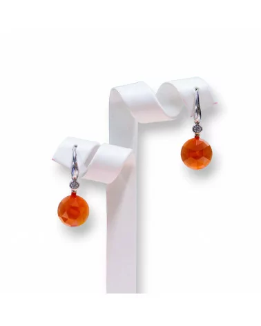 Orecchini A Monachella Di Argento 925 Con Cabochon Di Occhio Di Gatto 12x28mm Arancio-ARGENTO 925 CRYSTAL | Worldofjewel.com