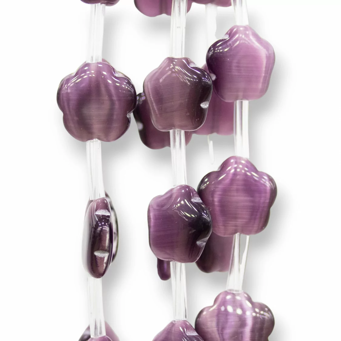 Occhio Di Gatto Fiore A 5 Petali Piatto 14mm Viola-OCCHIO DI GATTO | Worldofjewel.com