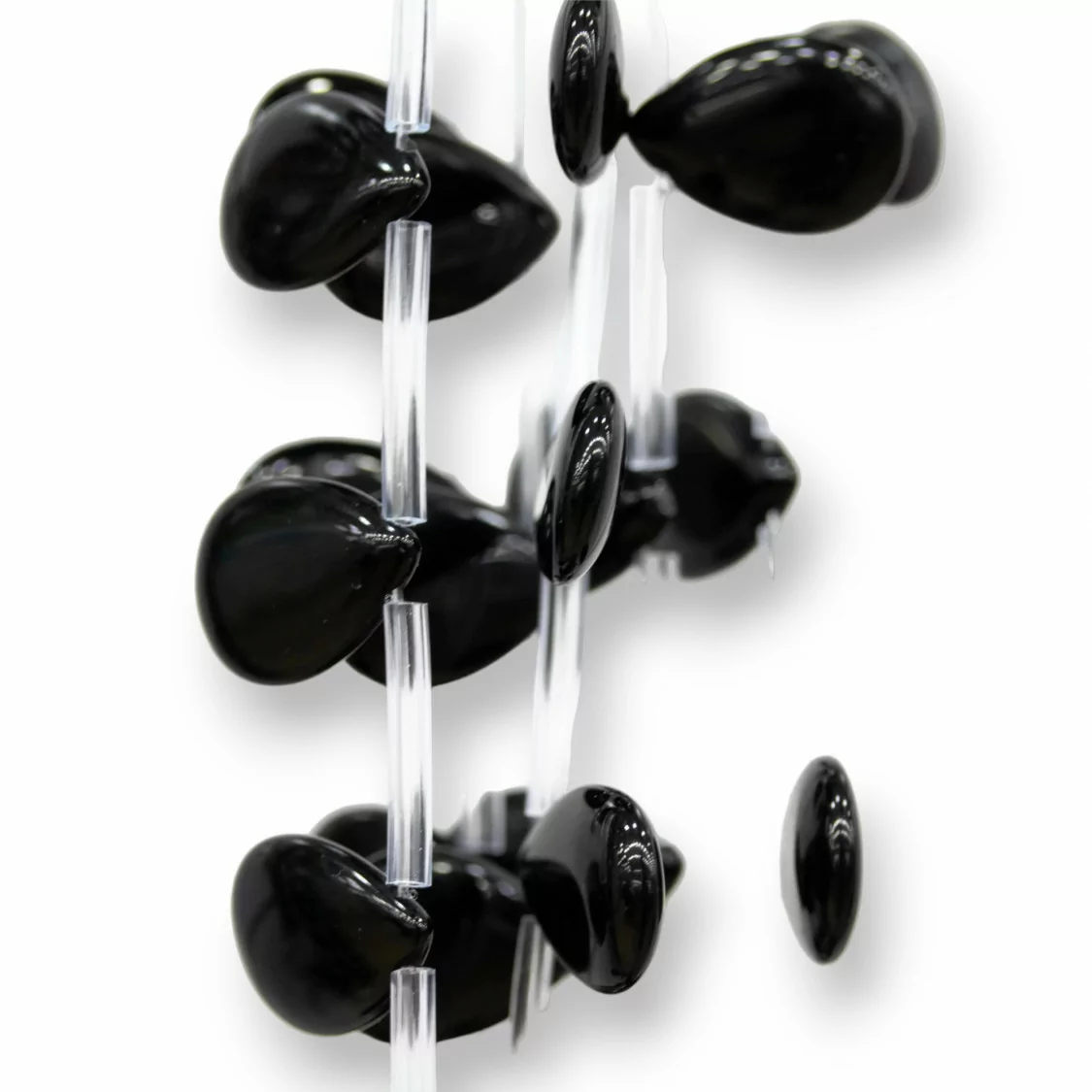 Occhio Di Gatto Gocce Piatte Foro Laterale 18x13mm Nero-OCCHIO DI GATTO | Worldofjewel.com