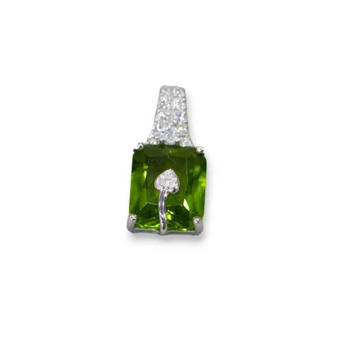 Pendente Di Argento 925 8x18mm Peridot-ARGENTO 925 DESIGN ITALY | Worldofjewel.com