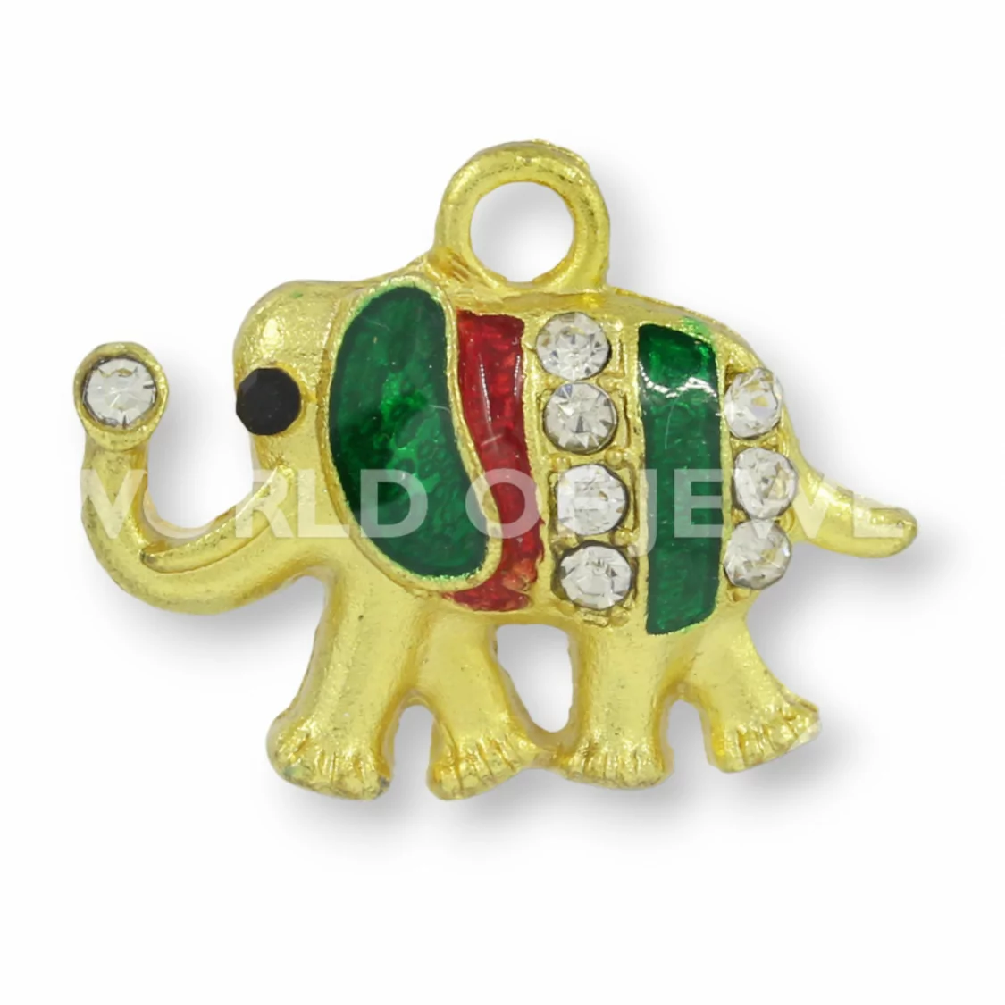 Pendente Di Ottone Smaltato Con Strass Elefante 22x16mm 25pz Dorato-CIONDOLI DI OTTONE | Worldofjewel.com