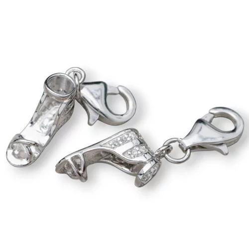 Pendente Charms Di Argento 925 Scarpetta Sandalo Rodiato Con Zirconi 5pz-ARGENTO 925 DESIGN ITALY | Worldofjewel.com