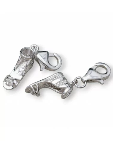 Pendente Charms Di Argento 925 Scarpetta Sandalo Rodiato Con Zirconi 5pz-ARGENTO 925 DESIGN ITALY | Worldofjewel.com